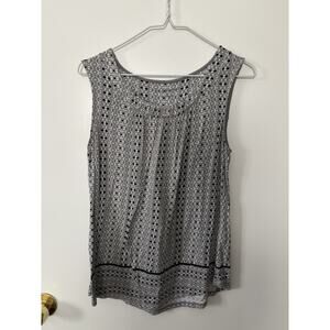 Croft & Barrow Black and White Geometric Sleeveless Blouse